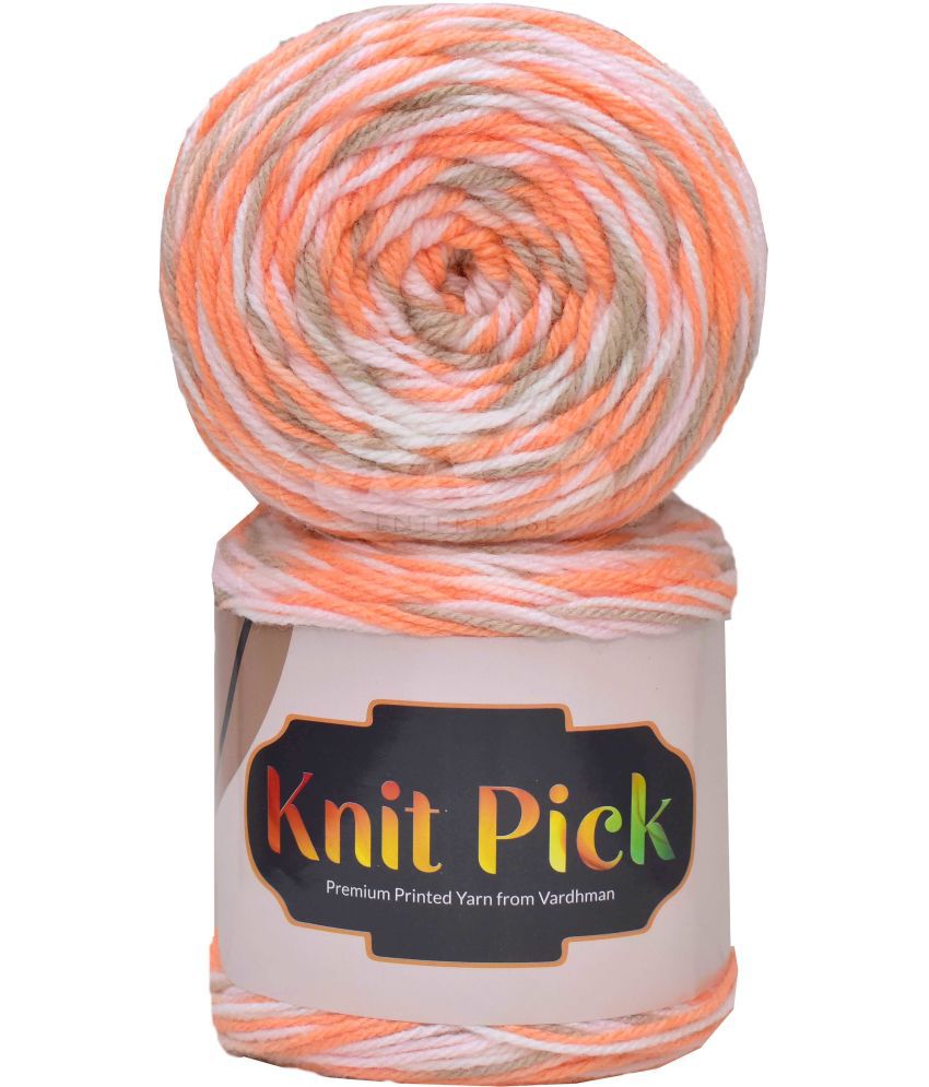     			Vardhman Knit Pick K/K Grey Orange (200 gm)  wool ART - ACDA