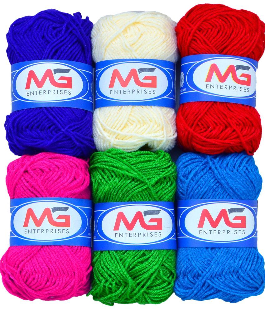     			Wool Combo 3 (6 pc) M.G  Wool Ball Hand Knitting Wool/Art Craft  Fingering Crochet Hook Yarn, Needle Knitting Yarn Thread Dyed