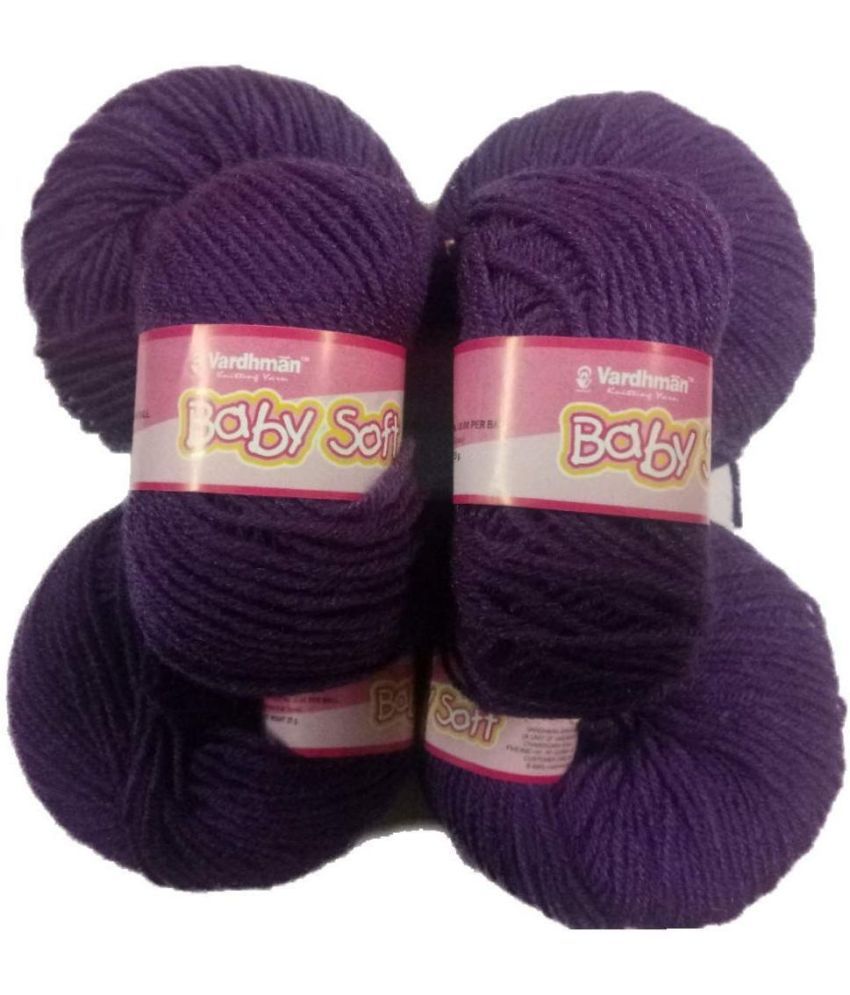     			Yarn Baby Soft Wool for Hand Knitting Fingering Crochet Hook 250gms Dark Purple Shade no.56