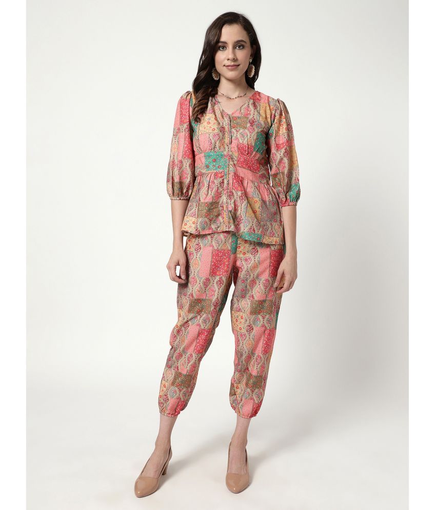     			Zima Leto Women's Digital Printed Patchwork Style Top With Pant Set