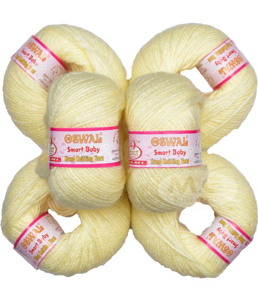     			osl Baby Smart Acrylic Wool Cream (6 pc) Baby Soft 4 ply Wool Ball Hand Knitting Wool/Art Craft Soft Fingering Crochet Hook Yarn, Needle Knitting Yarn Thread Dyed