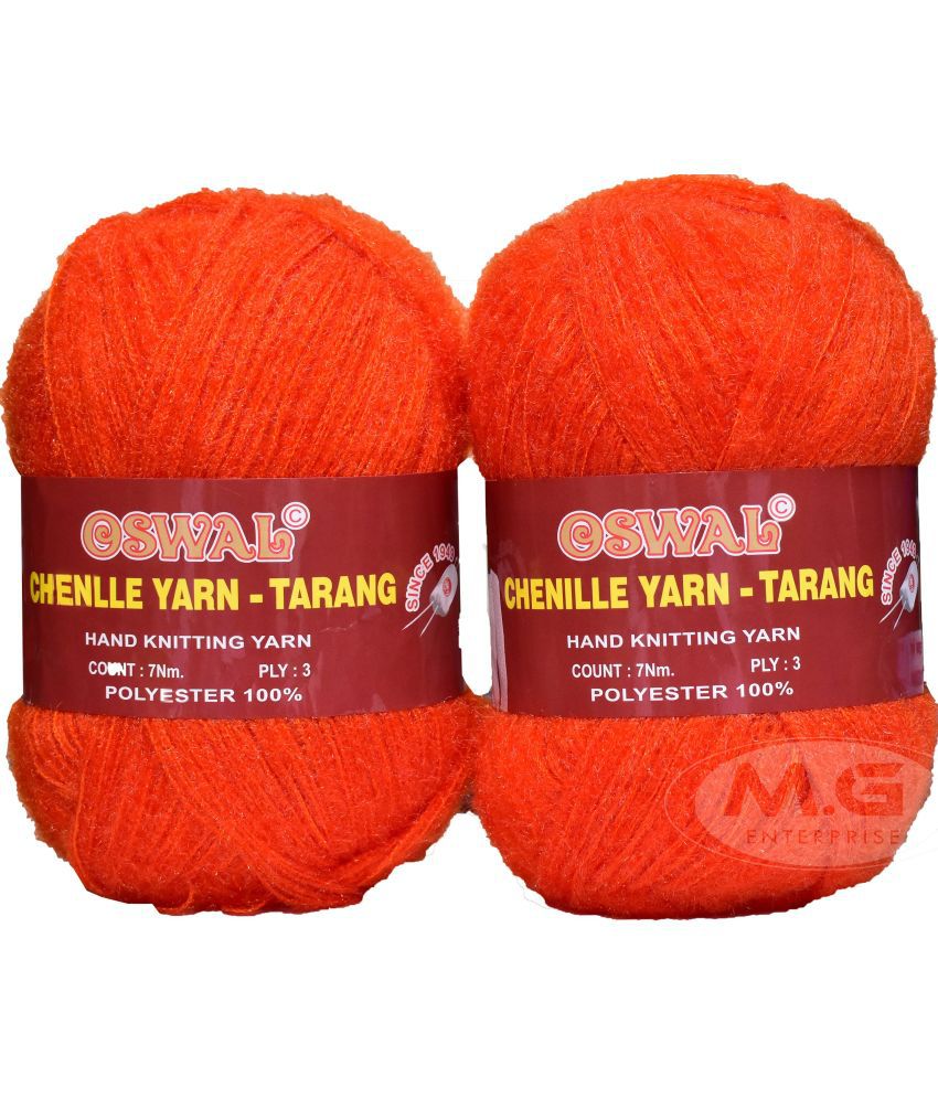     			osl Tarang Deep Orange (200 gm)  Wool Ball 100 gm each 200 gm total Hand knitting wool / Art Craft soft fingering crochet hook yarn, needle knitting yarn thread dyed