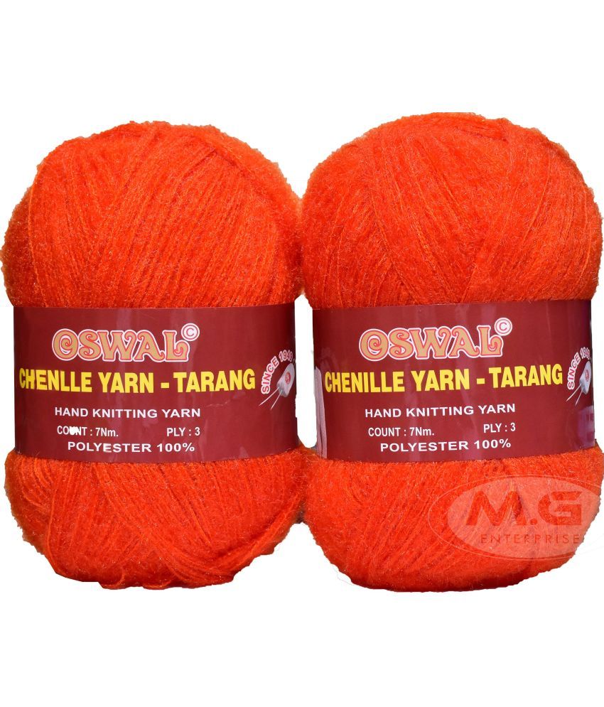     			osl Tarang Deep Orange (200 gm)  Wool Ball 100 gm each 200 gm total Hand knitting wool / Art Craft soft fingering crochet hook yarn, needle knitting yarn thread dyed