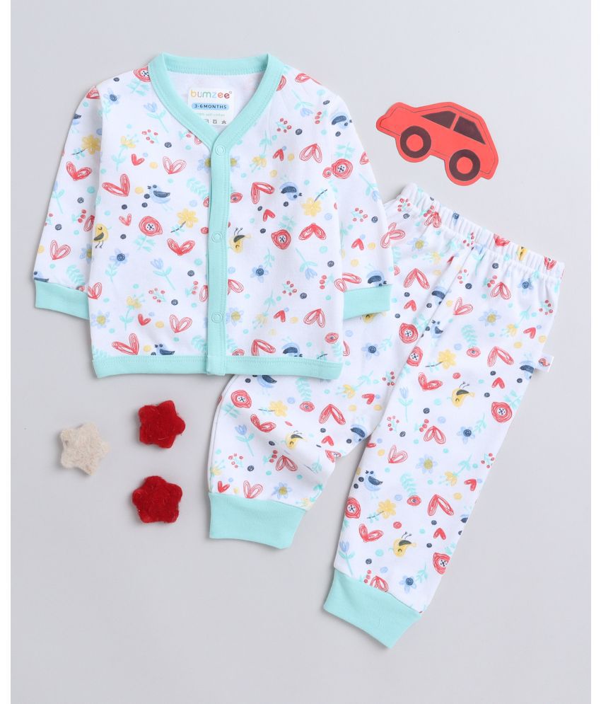     			BUMZEE White Cotton Baby Girl T-Shirt & Pyjama Set ( Pack of 1 )