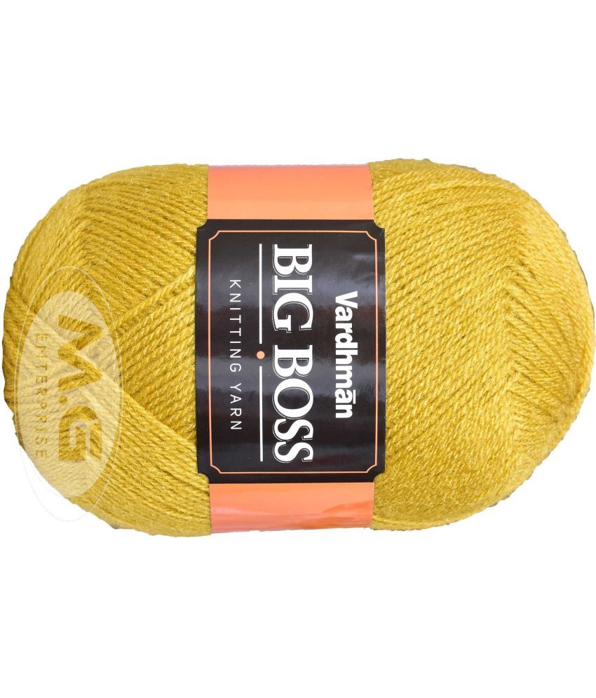     			Bigboss Mustard (400 gm) Wool Ball Hand knitting wool / Art Craft soft fingering crochet hook yarn, needle knitting yarn thread dyed-O