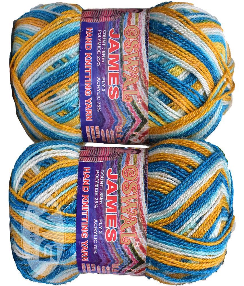     			James Knitting  Yarn Wool, Teal mix Ball 200 gm  Best Used with Knitting Needles, Crochet Needles  Wool Yarn for Knitting