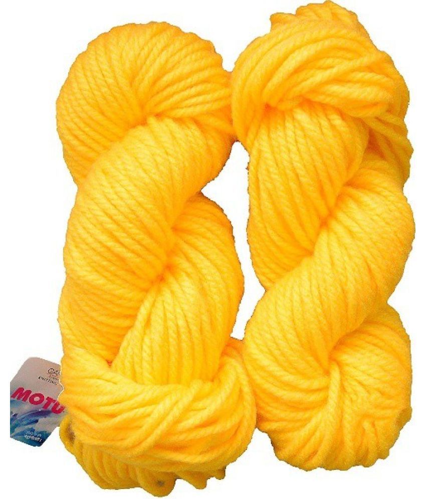     			Motu Thick Chunky Hand Knitting Yarn (Yellow) (Hanks-200gms)