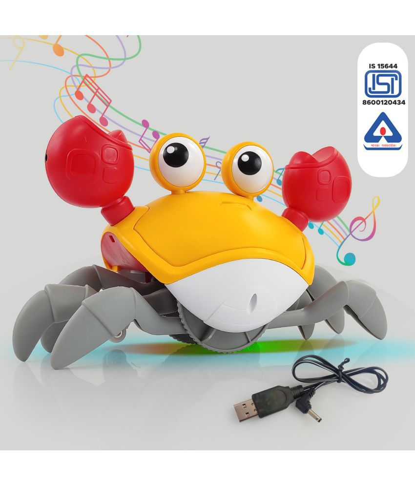     			NHR Crawling Crab Baby Musical Kids Toy with LED Lights & Rechargeable Battery | Interactive Early Learning and Entertainment Toys for Kids Toddlers & Infants(Yellow)