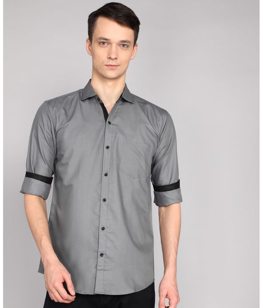     			P&V CREATIONS Cotton Blend Regular Fit Solids Full Sleeves Men's Casual Shirt - Grey ( Pack of 1 )
