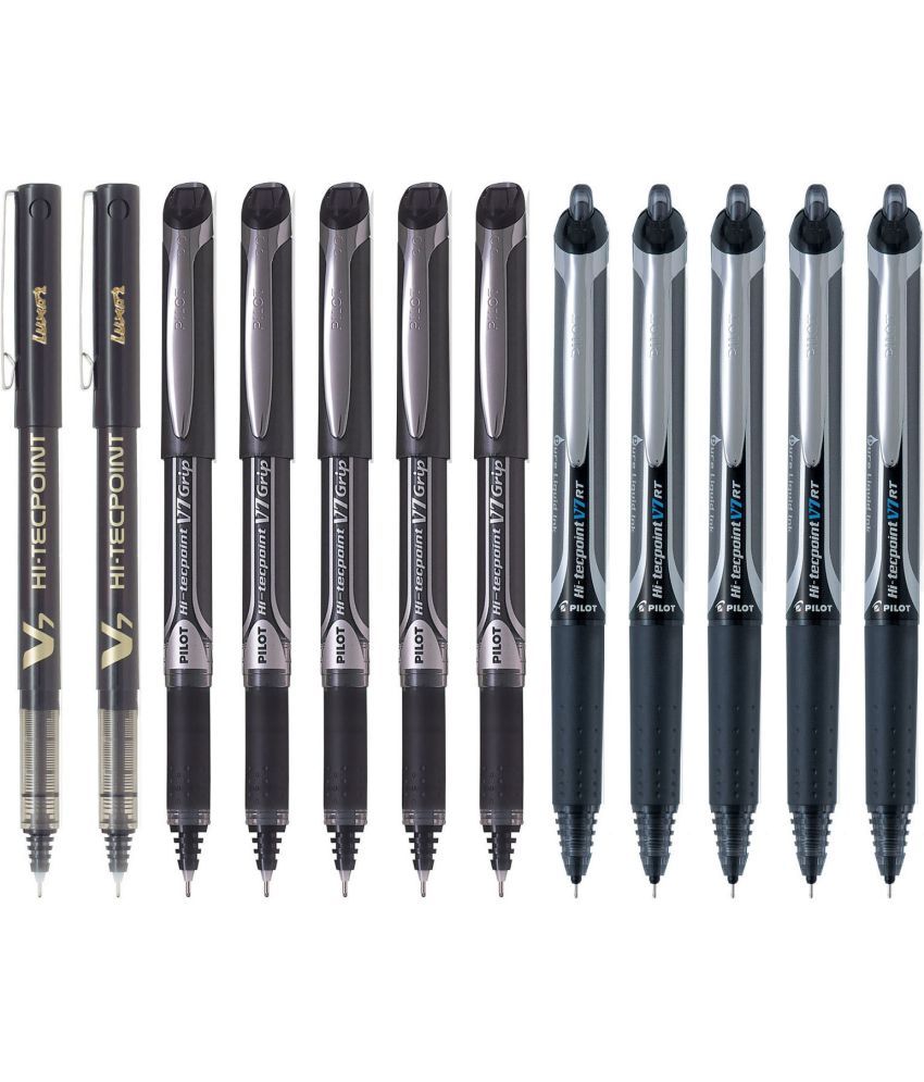     			PILOT V7/V7 Grip/V7 RT (Black - Set of 12) Roller Ball Pen