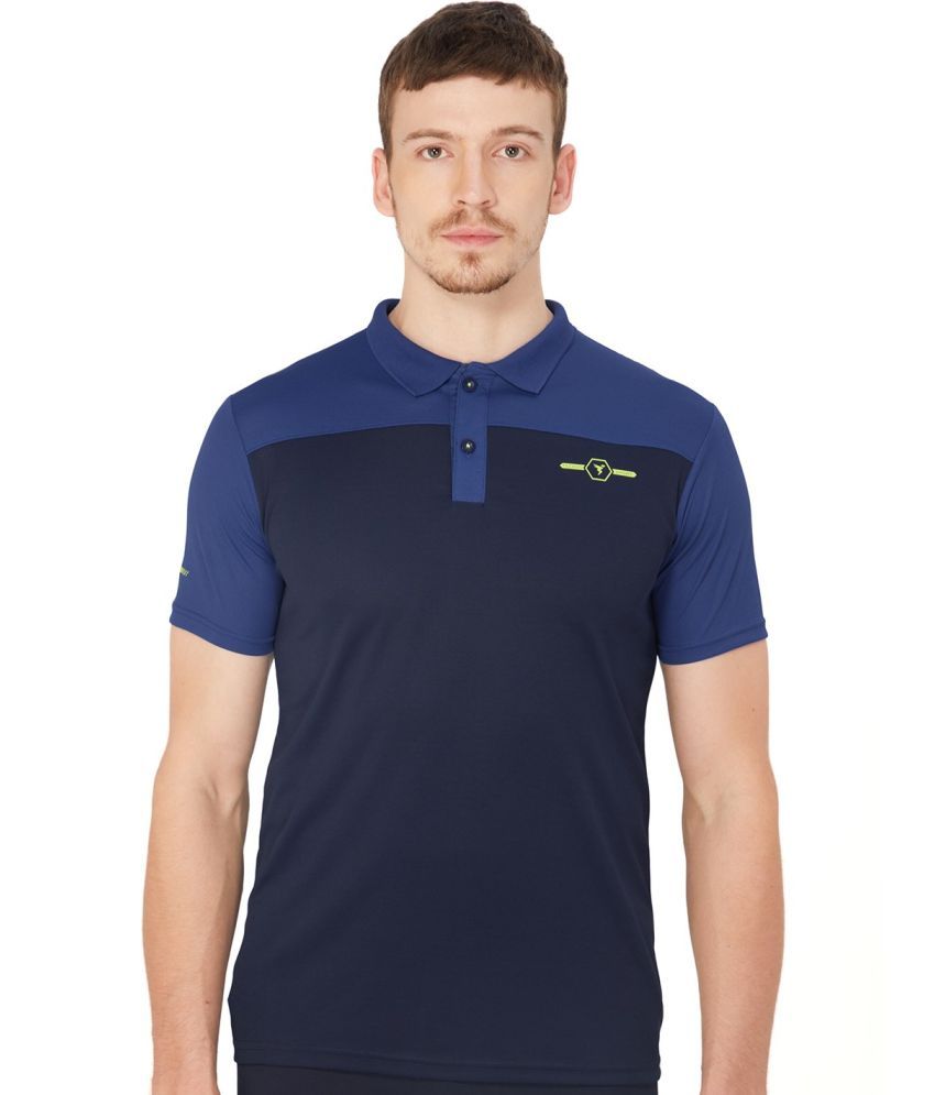     			Technosport Navy Polyester Slim Fit Men's Sports Polo T-Shirt ( Pack of 1 )