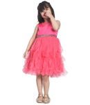 Toy Balloon Kids Net Fit And Flare Dress For Girls ( Pack of 1 , Pink )