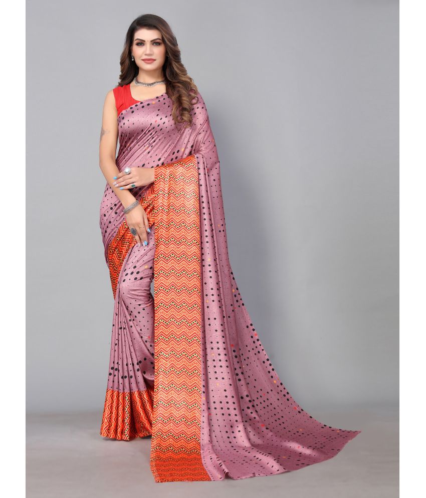     			Aarrah Silk Blend Printed Saree With Blouse Piece - Pink ( Pack of 1 )