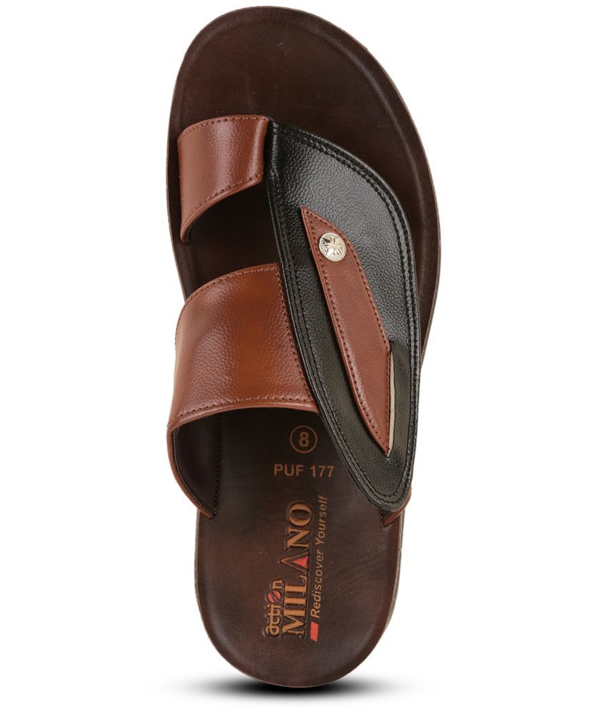     			Action Brown Men's Leather Slipper