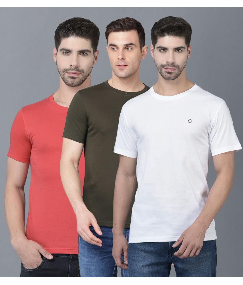     			Dollar Cotton Blend Regular Fit Solid Half Sleeves Men's T-Shirt - Multicolor ( Pack of 3 )