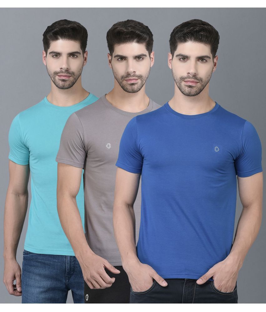     			Dollar Cotton Blend Regular Fit Solid Half Sleeves Men's T-Shirt - Multicolor ( Pack of 3 )