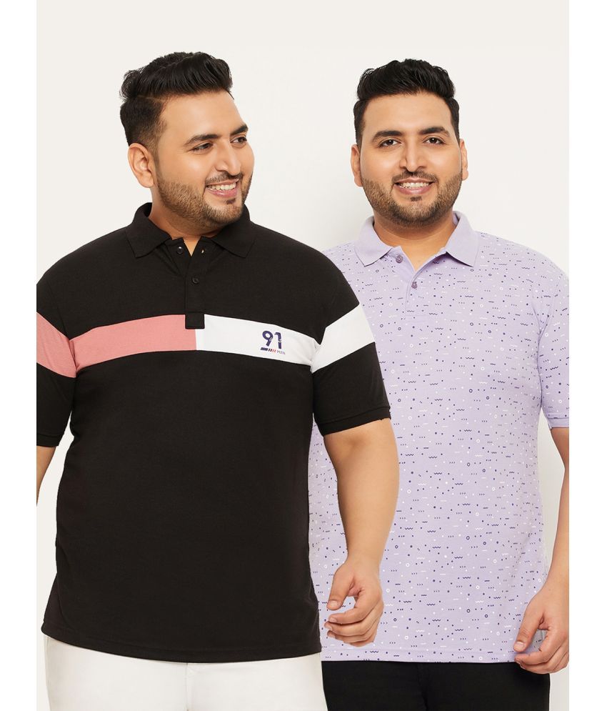     			MXN Cotton Blend Regular Fit Colorblock Half Sleeves Men's Polo T Shirt - Black ( Pack of 2 )