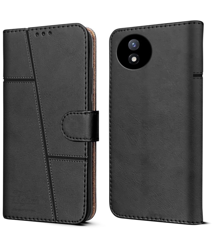     			NBOX Black Flip Cover Artificial Leather Compatible For Vivo Y02T ( Pack of 1 )