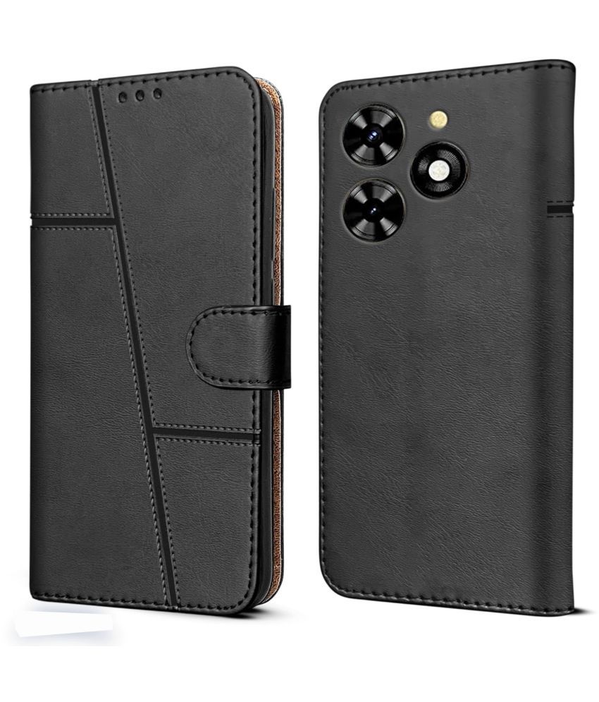     			NBOX Black Flip Cover Artificial Leather Compatible For Tecno Spark Go 2024 ( Pack of 1 )
