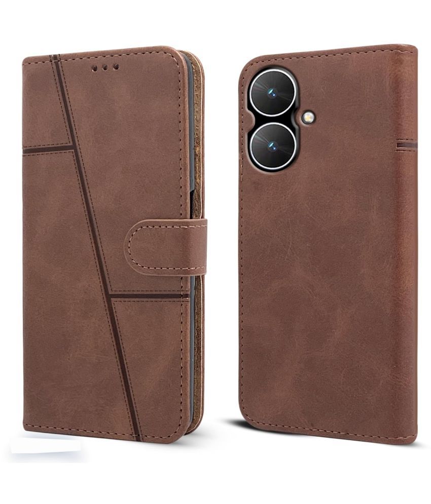     			NBOX Brown Flip Cover Artificial Leather Compatible For Redmi 13C 5G ( Pack of 1 )