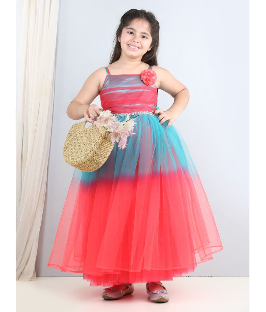     			Toy Balloon Kids Coral Net Girls Fit And Flare Dress ( Pack of 1 )