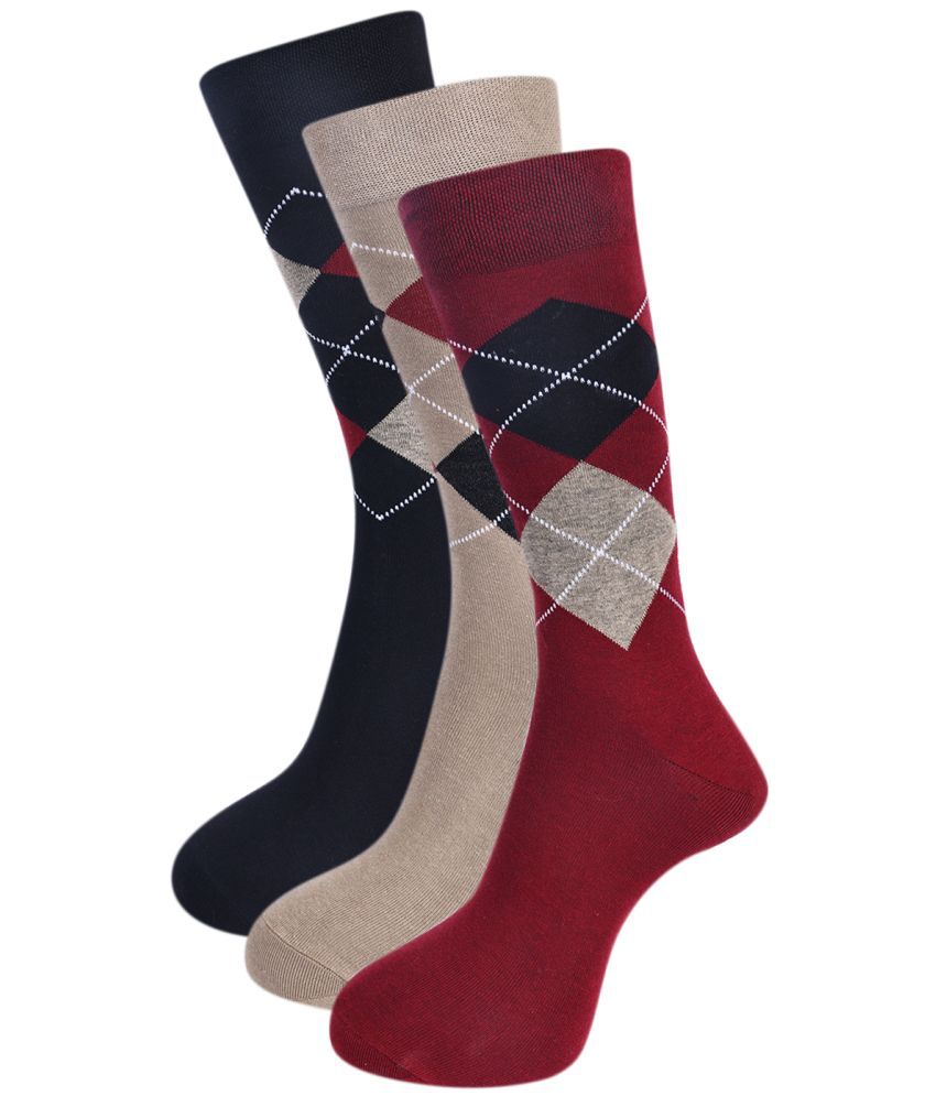     			Dollar Cotton Blend Men's Colorblock Black Mid Length Socks ( Pack of 3 )