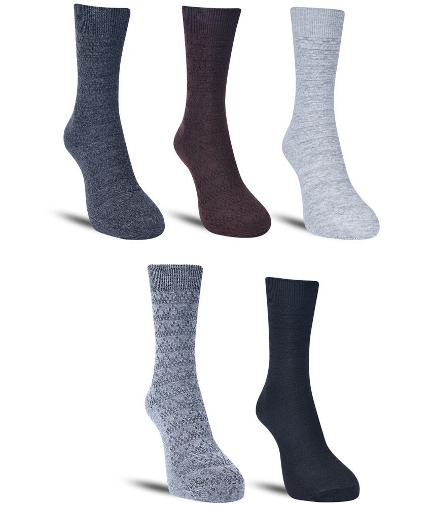     			Dollar Cotton Blend Men's Printed Light Grey Full Length Socks ( Pack of 5 )