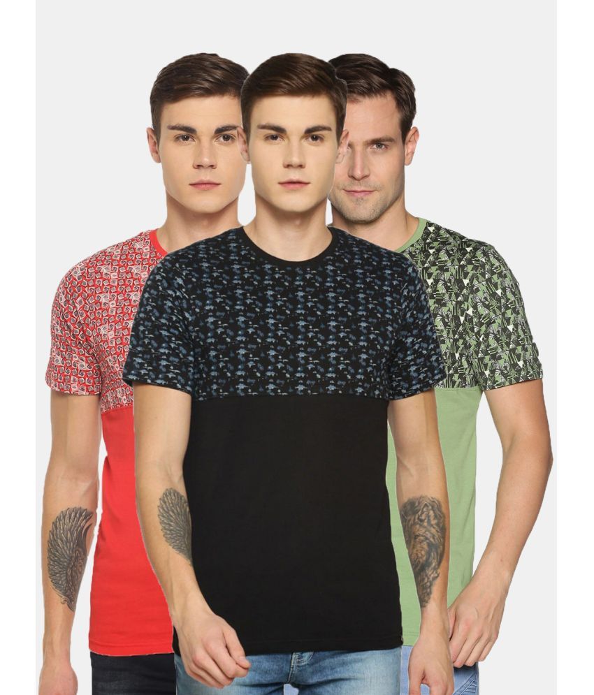     			Dollar Cotton Blend Regular Fit Printed Half Sleeves Men's T-Shirt - Multicolor ( Pack of 3 )