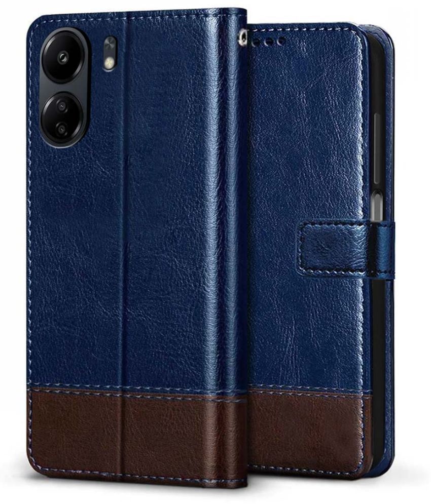     			Fashionury Blue Flip Cover Leather Compatible For POCO C65 ( Pack of 1 )