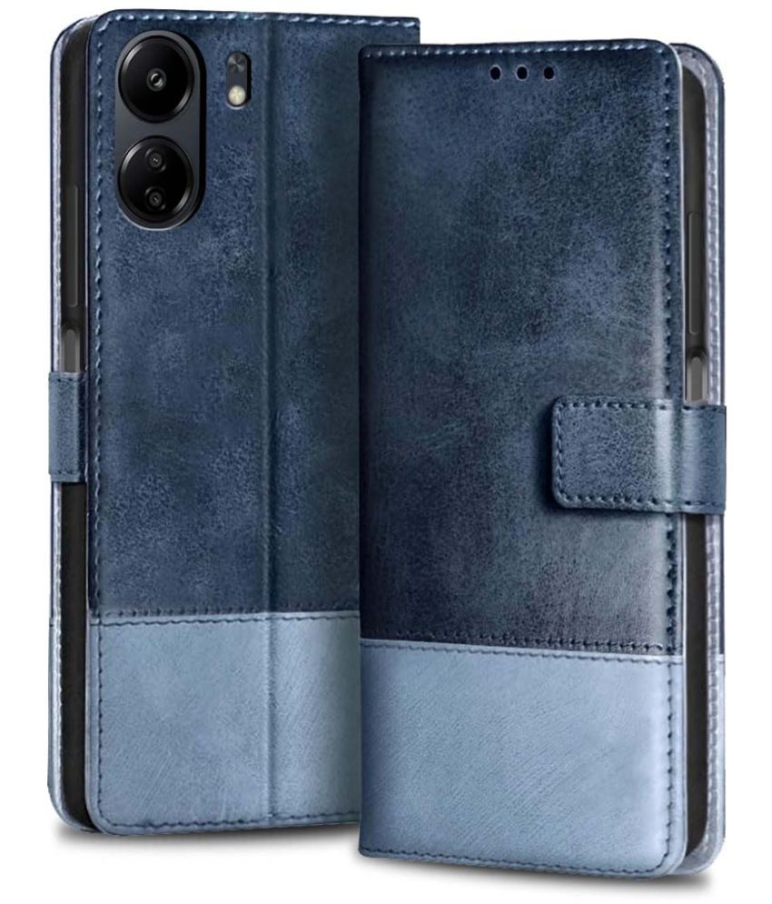     			Fashionury Blue Flip Cover Leather Compatible For Redmi 13C 4G ( Pack of 1 )