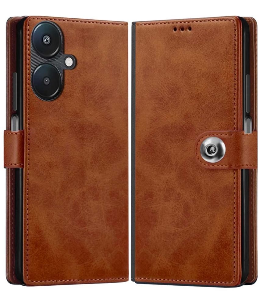     			Fashionury Brown Flip Cover Leather Compatible For Redmi 13C 5G ( Pack of 1 )