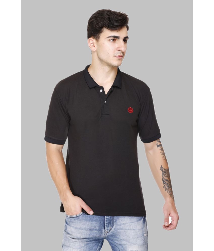     			HVBK Cotton Blend Regular Fit Solid Half Sleeves Men's Polo T Shirt - Black ( Pack of 1 )