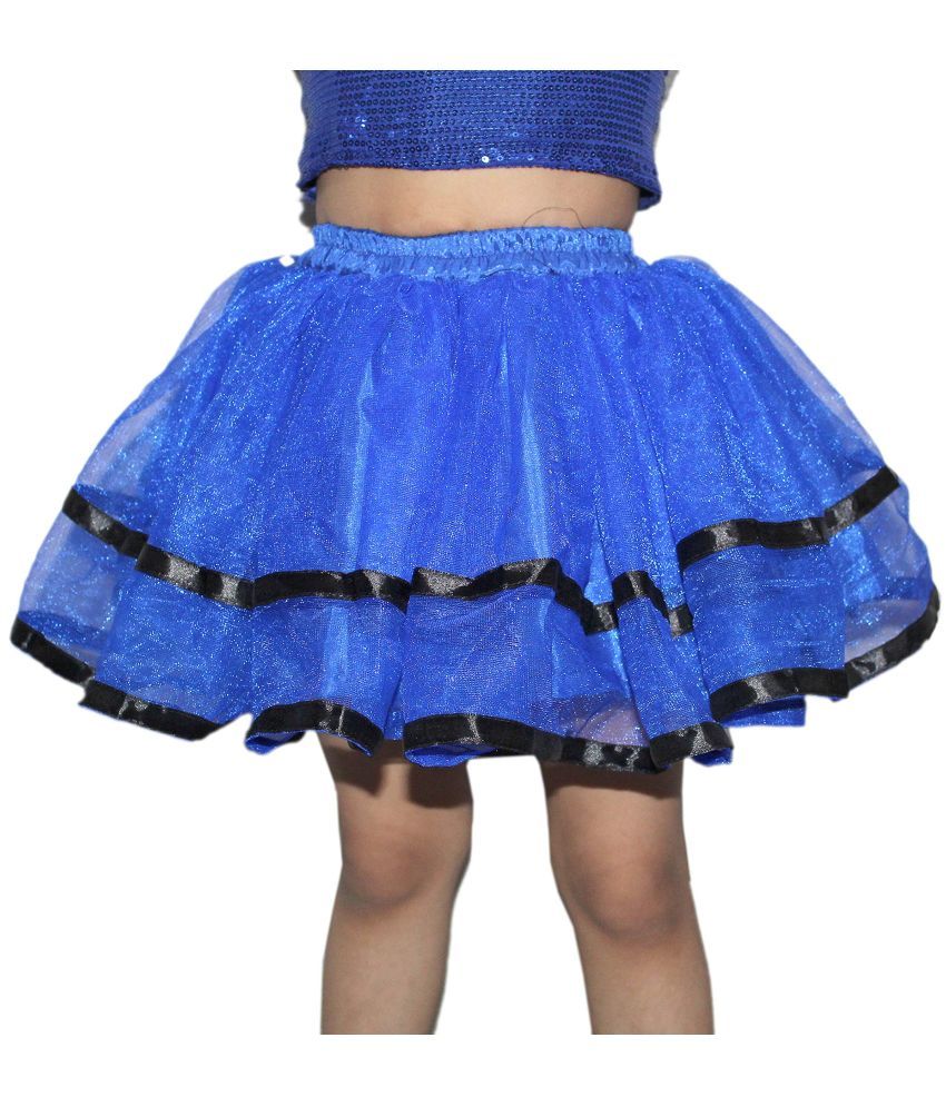     			Kaku Fancy Dresses Tu Tu Skirt Costume,Western Dance Costume -Blue, 5-6 Years, For Girls