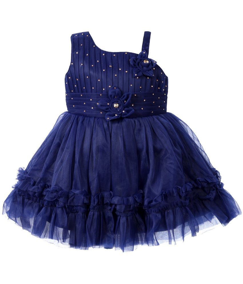     			LITTLE PANDA Navy Net Girls Fit And Flare Dress ( Pack of 1 )