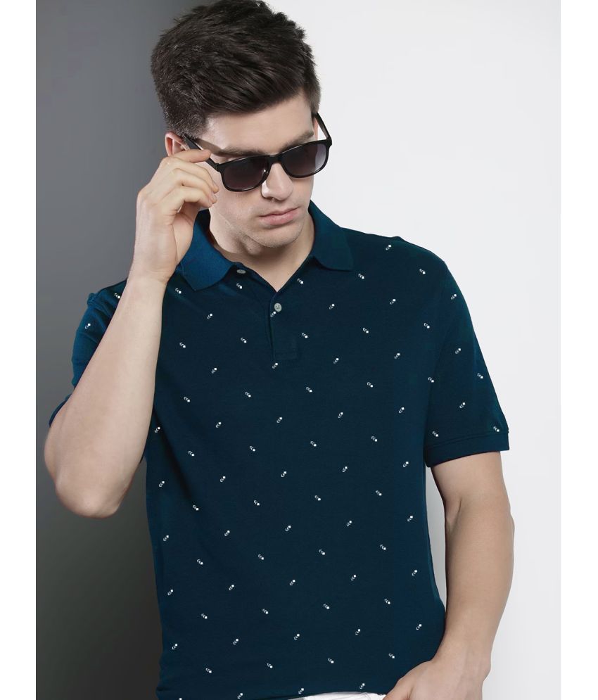     			Merriment Cotton Blend Regular Fit Printed Half Sleeves Men's Polo T Shirt - Indigo ( Pack of 1 )