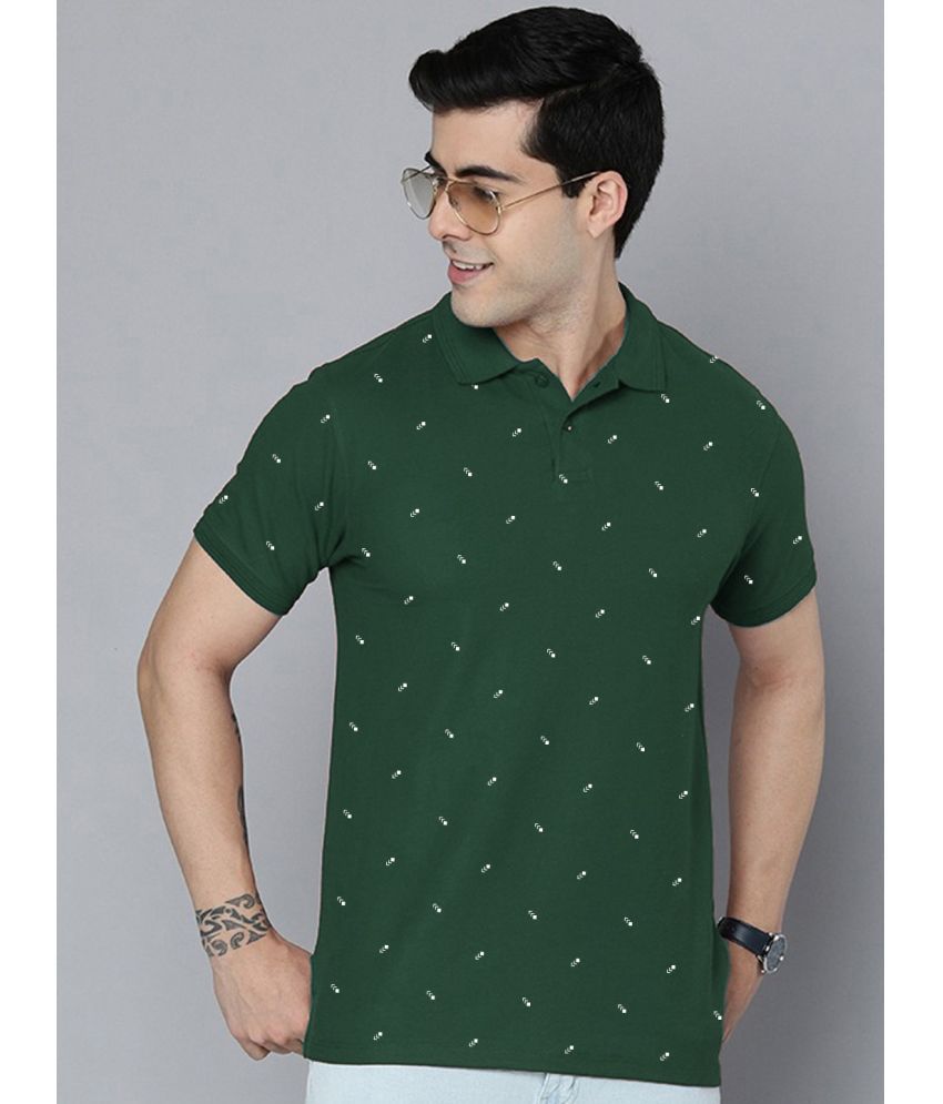     			Merriment Cotton Blend Regular Fit Printed Half Sleeves Men's Polo T Shirt - Dark Green ( Pack of 1 )