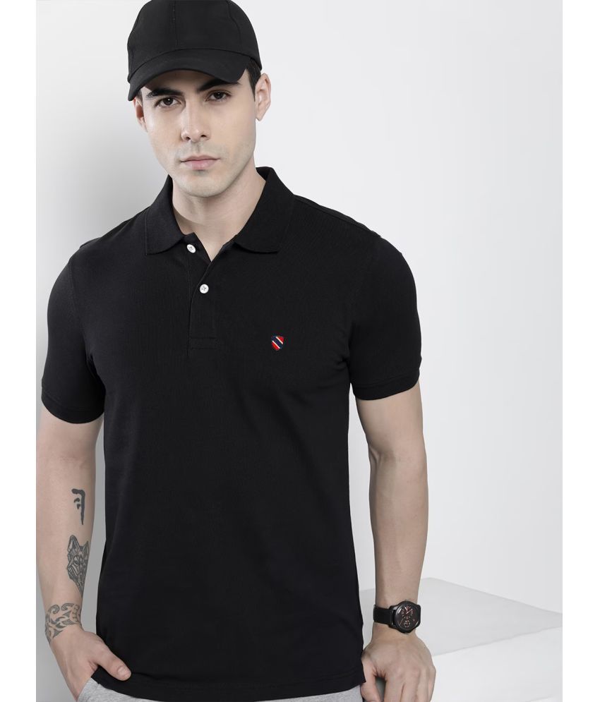     			Merriment Pack of 1 Cotton Blend Regular Fit Solid Half Sleeves Men's Polo T Shirt ( Black )