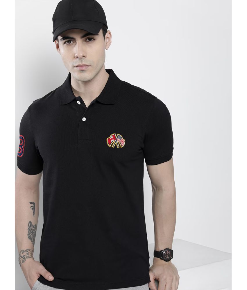     			Merriment Cotton Blend Regular Fit Solid Half Sleeves Men's Polo T Shirt - Black ( Pack of 1 )