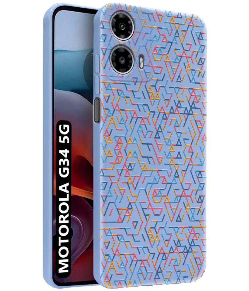     			NBOX Blue Printed Back Cover Silicon Compatible For Motorola G34 5G ( Pack of 1 )