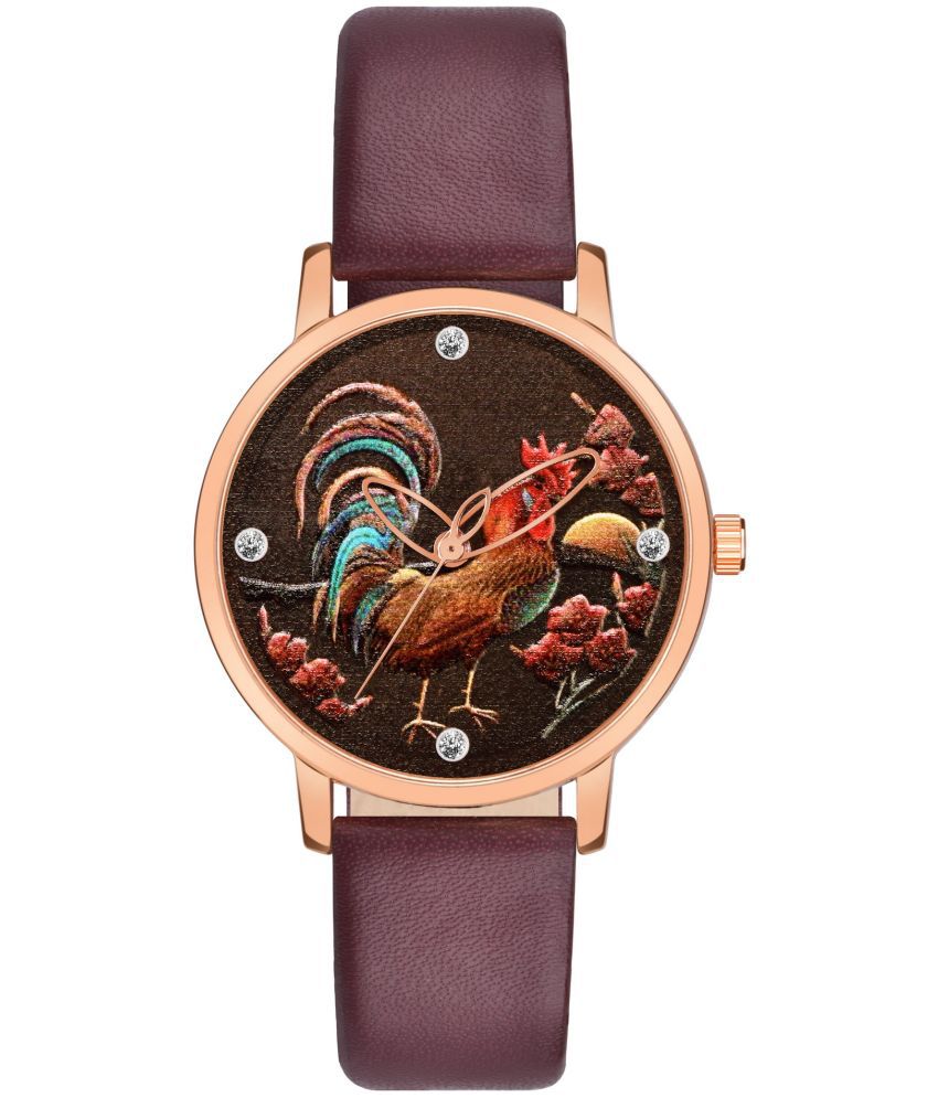     			Newman Brown Leather Analog Womens Watch