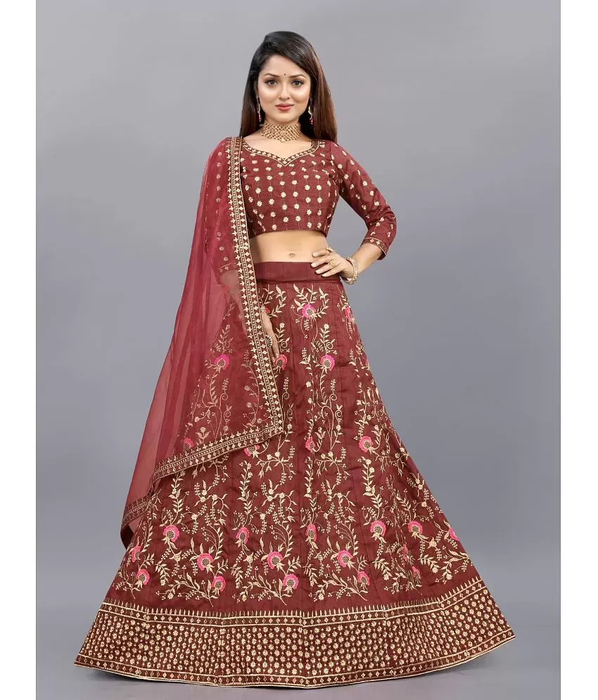 Buy Inhika Women's Fabric Cotton Mix Fabric, 5 Meter Unstitched Lehenga  Material, Magenta Pink Colour, Brocade Jacquard Work (Size: Large) at  Amazon.in