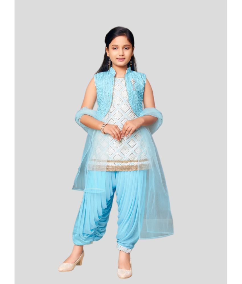     			Aarika Girls Silk Patiala Kurta Set ( Pack of 1 , Sky Blue )