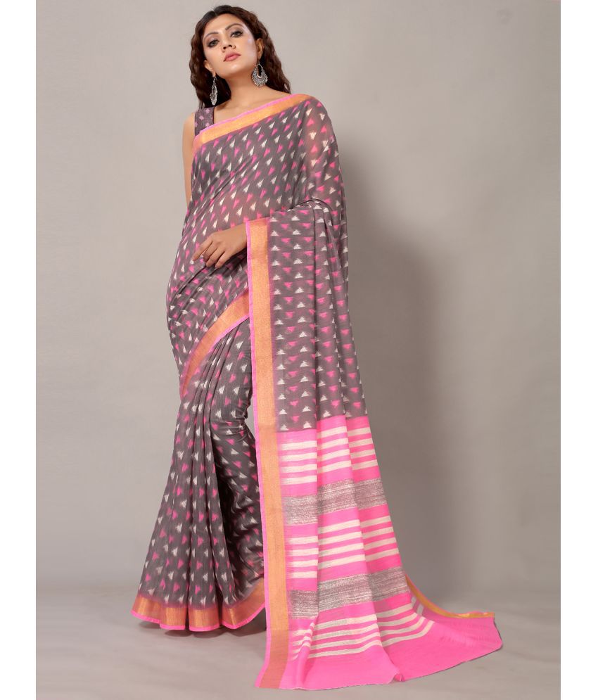     			Aarrah Art Silk Printed Saree With Blouse Piece - Grey ( Pack of 1 )