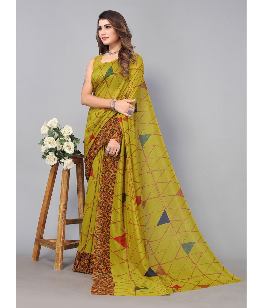     			Aarrah Georgette Printed Saree With Blouse Piece - Green ( Pack of 1 )
