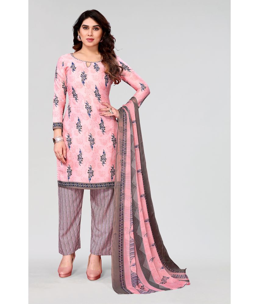     			Kashvi Unstitched Crepe Printed Dress Material - Pink ( Pack of 1 )