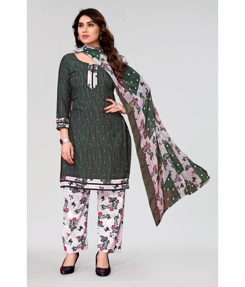     			Kashvi Unstitched Crepe Self Design Dress Material - Green ( Pack of 1 )