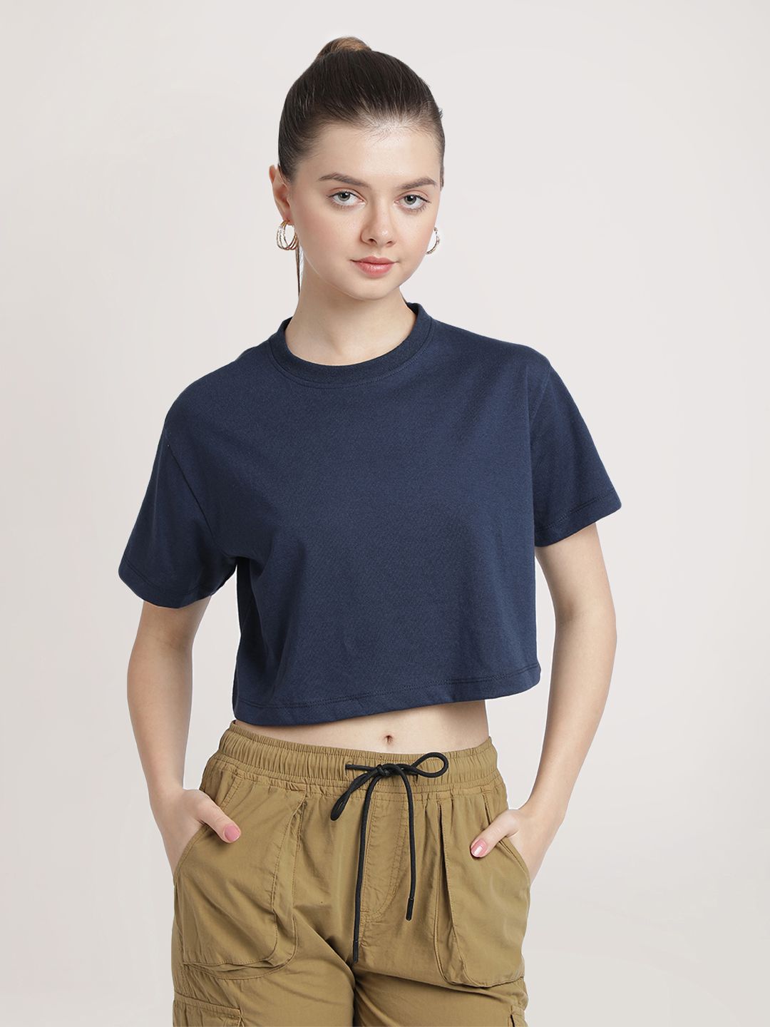     			Bene Kleed Navy Cotton Blend Regular Fit Women's T-Shirt ( Pack of 1 )