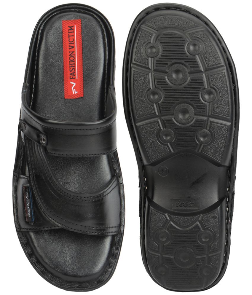     			Fashion Victim Black Men's Leather Slipper