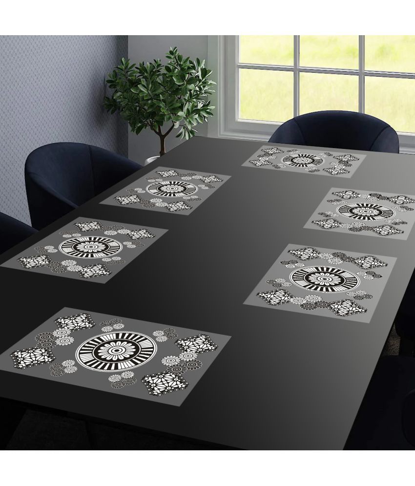     			PVC Ethnic Rectangle Table Mats ( 43 cm x 29 cm ) Pack of 6 - Black