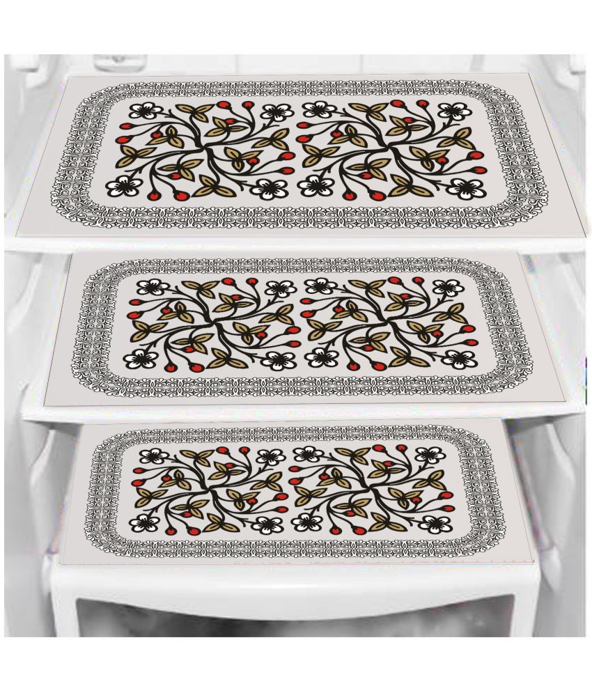     			PVC Floral Fridge Mats ( 43 29 ) Pack of 3 - Black